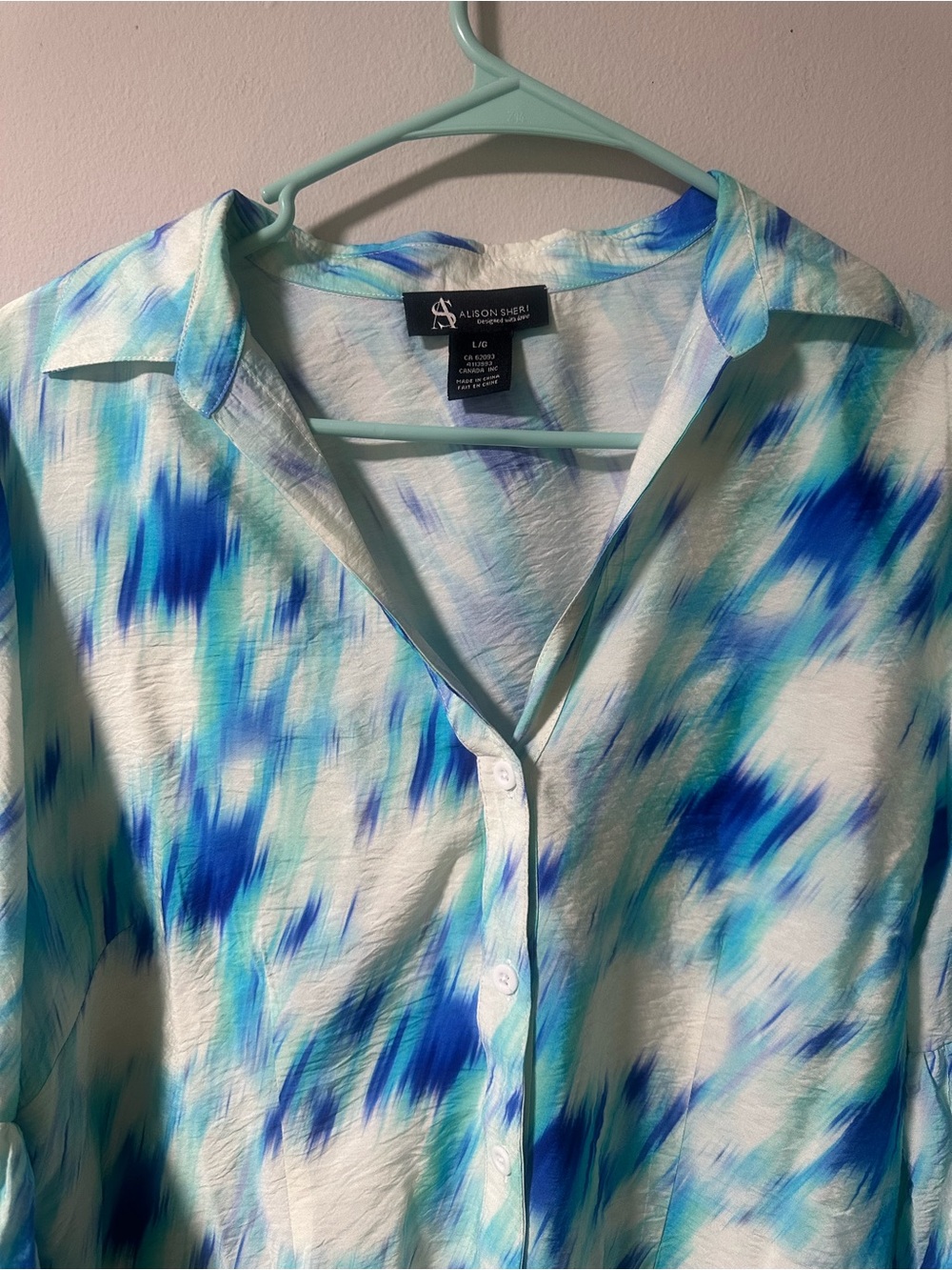 Alison Sheri Blue & Aqua Print Button-Down Shirt